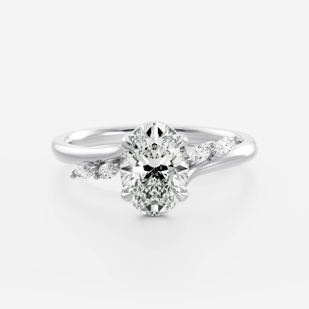 Stunning 1.0-2.0 CT Oval Moissanite Engagement Ring with Cluster Design