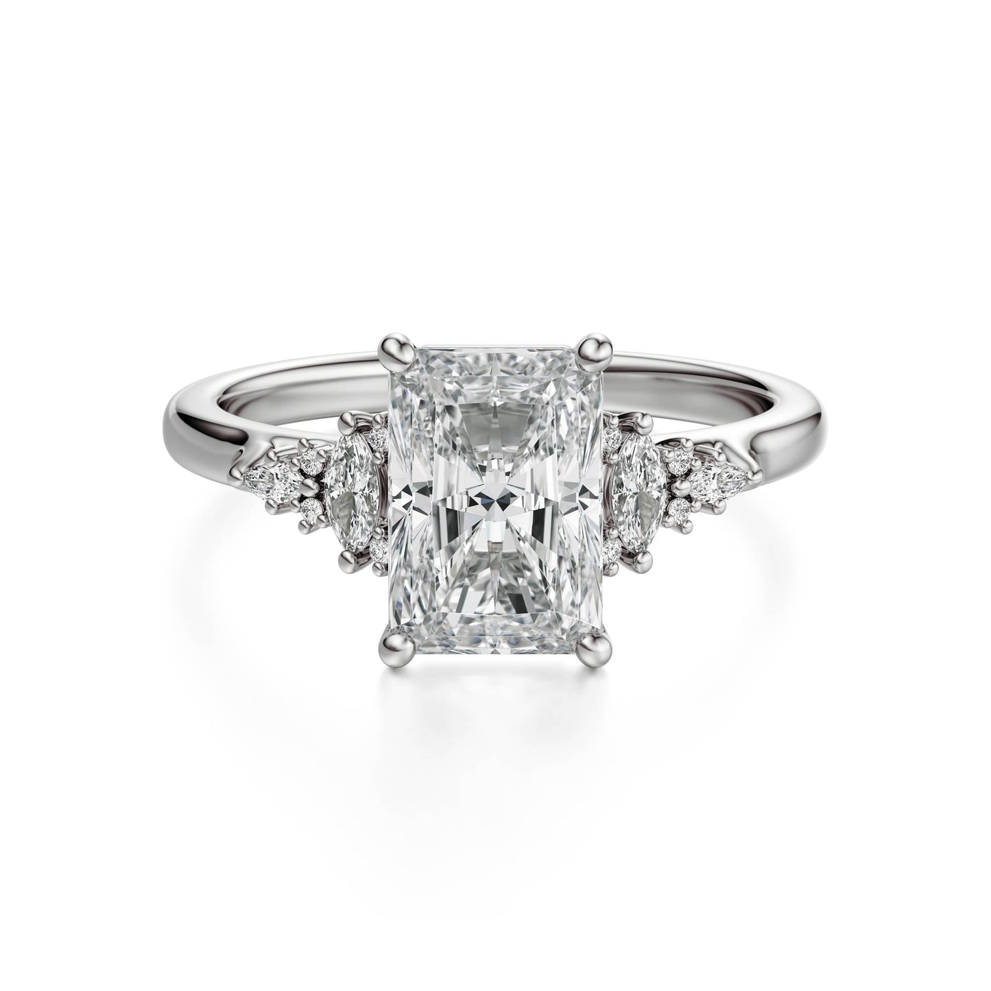 Marquise Shaped Three Stone Lab Grown Diamond Engagement Ring
