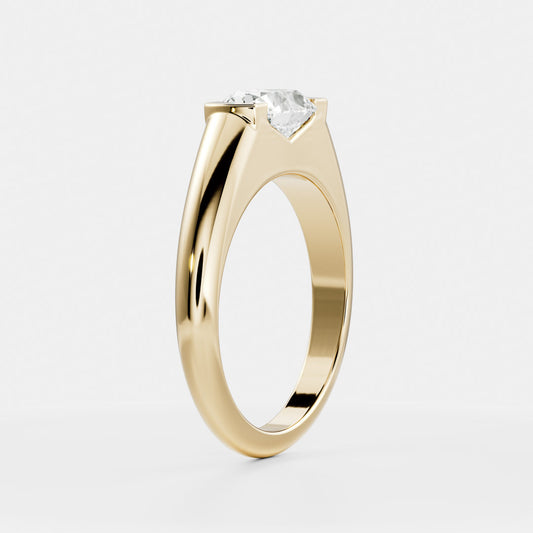Oval Half Bezel Signet Men's Gold Wedding Band