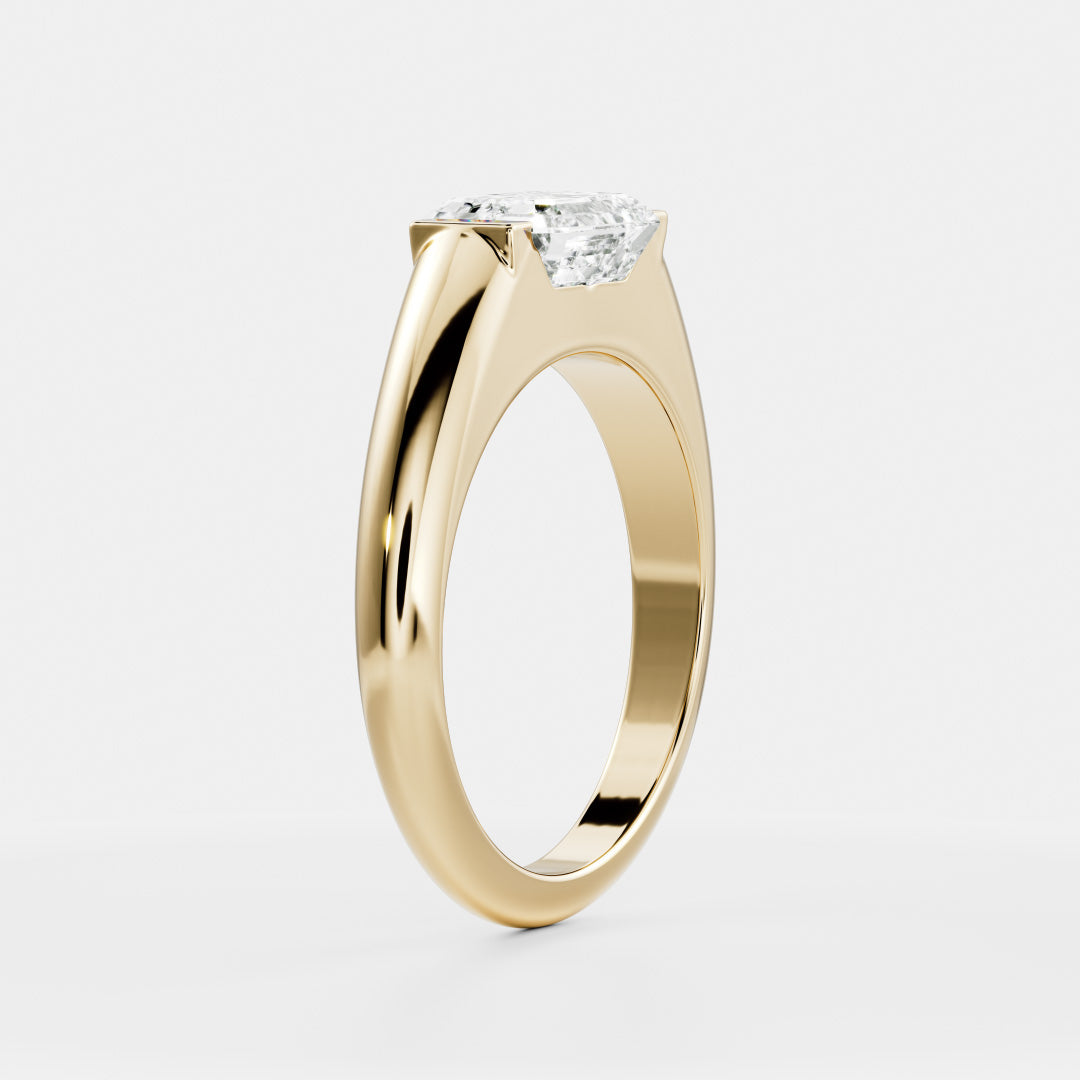 Emerald Half Bezel Signet Men's Gold Wedding Band