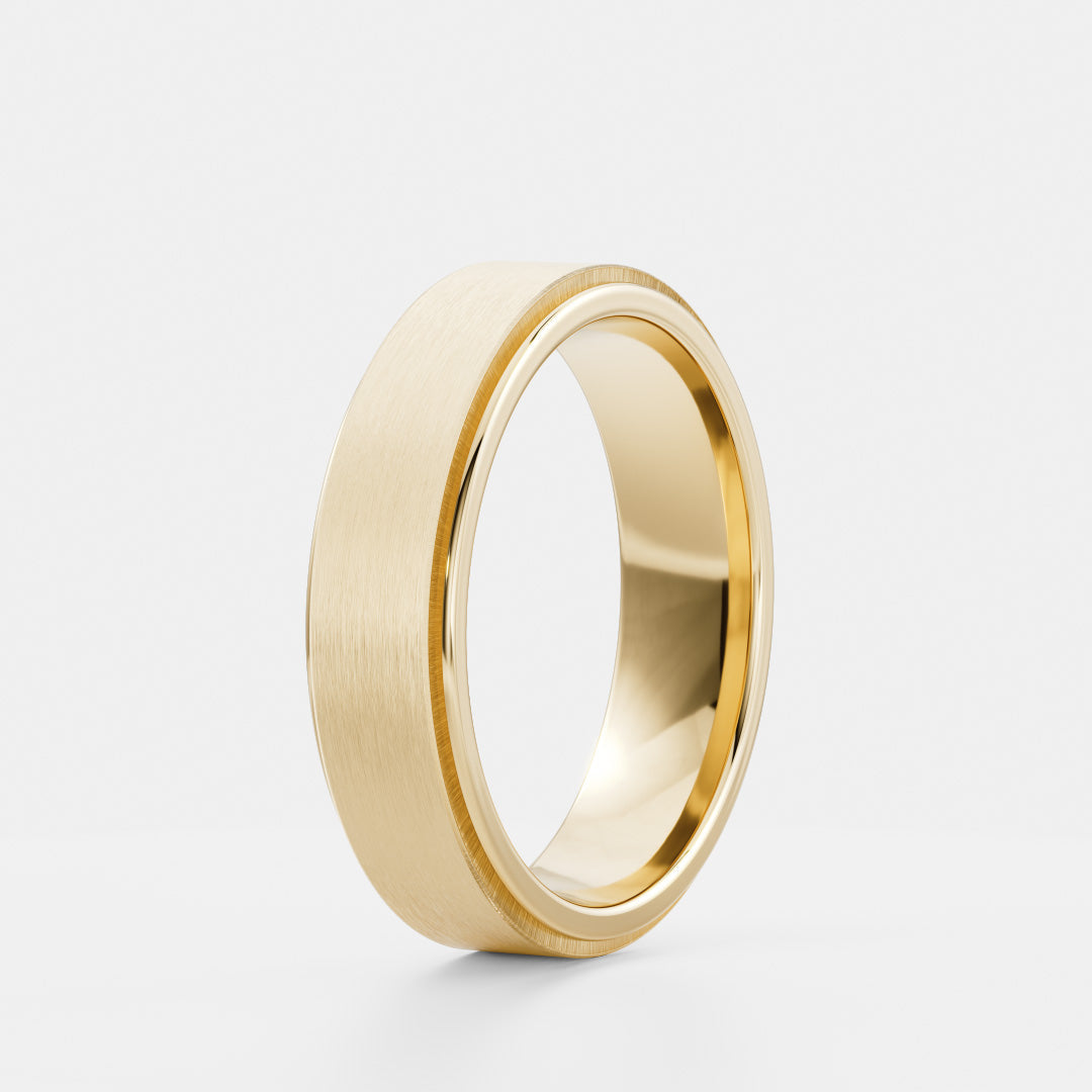 Classic Brushed Finish & Beveled Edge Wedding Band for Men's