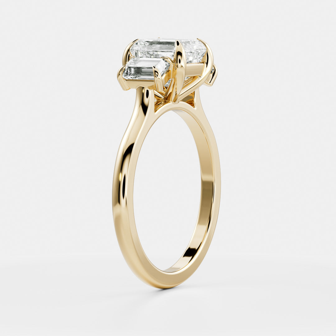 Stunning 1.5-2.5 CT Asscher Moissanite Engagement Ring with Three Stone Design