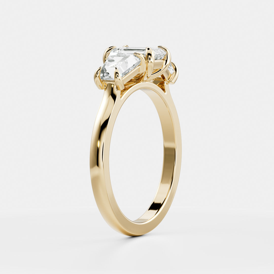 Stunning 1.0-2.0 CT Emerald Moissanite Engagement Ring with Three Stone Design