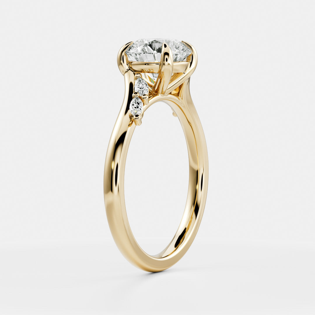 Stunning 1.0-3.0 CT Round Moissanite Engagement Ring with Cluster Design