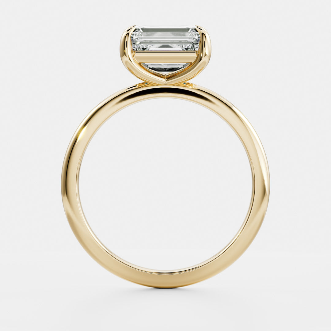 Stunning 2.0-3.0 CT East West Emerald Moissanite Engagement Ring with Solitaire Design