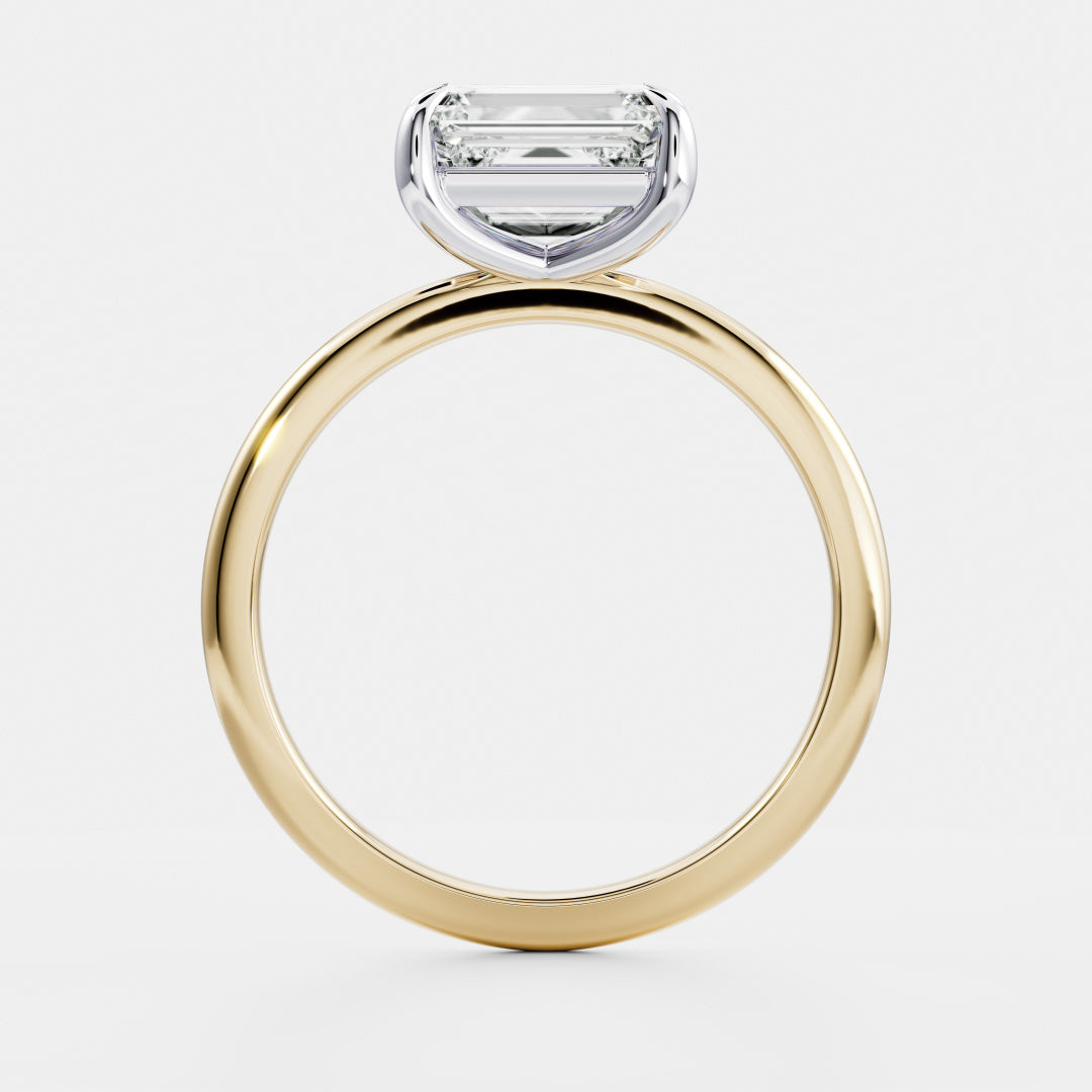Stunning 2.0-3.0 CT East West Emerald Moissanite Engagement Ring with Solitaire Design