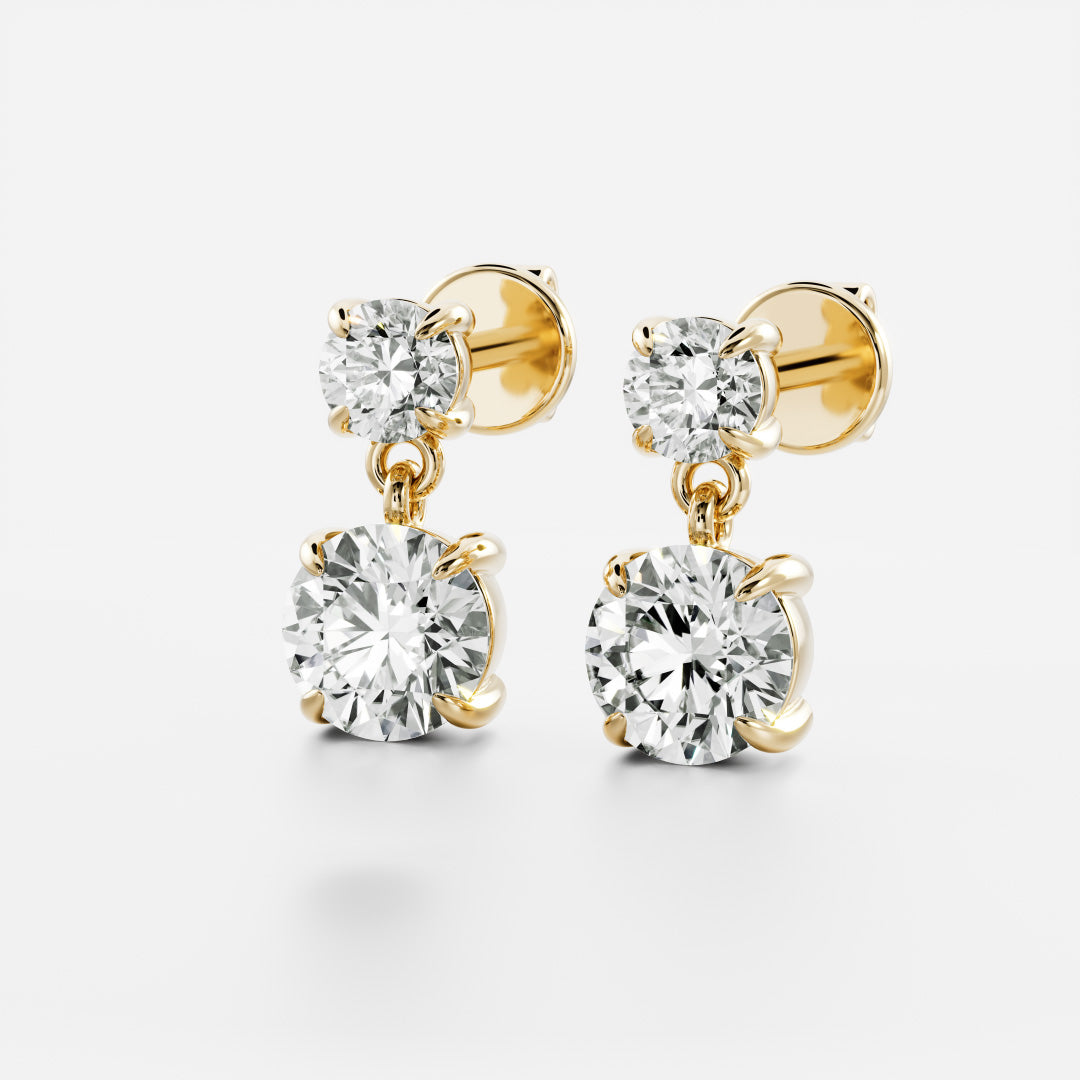 1.2 TCW Round Cut Moissanite Dangles Earrings in Gold