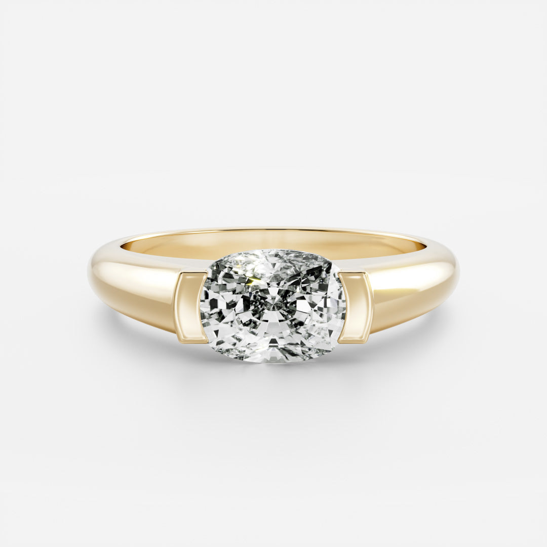 Cushion Half Bezel Signet Men's Gold Wedding Band