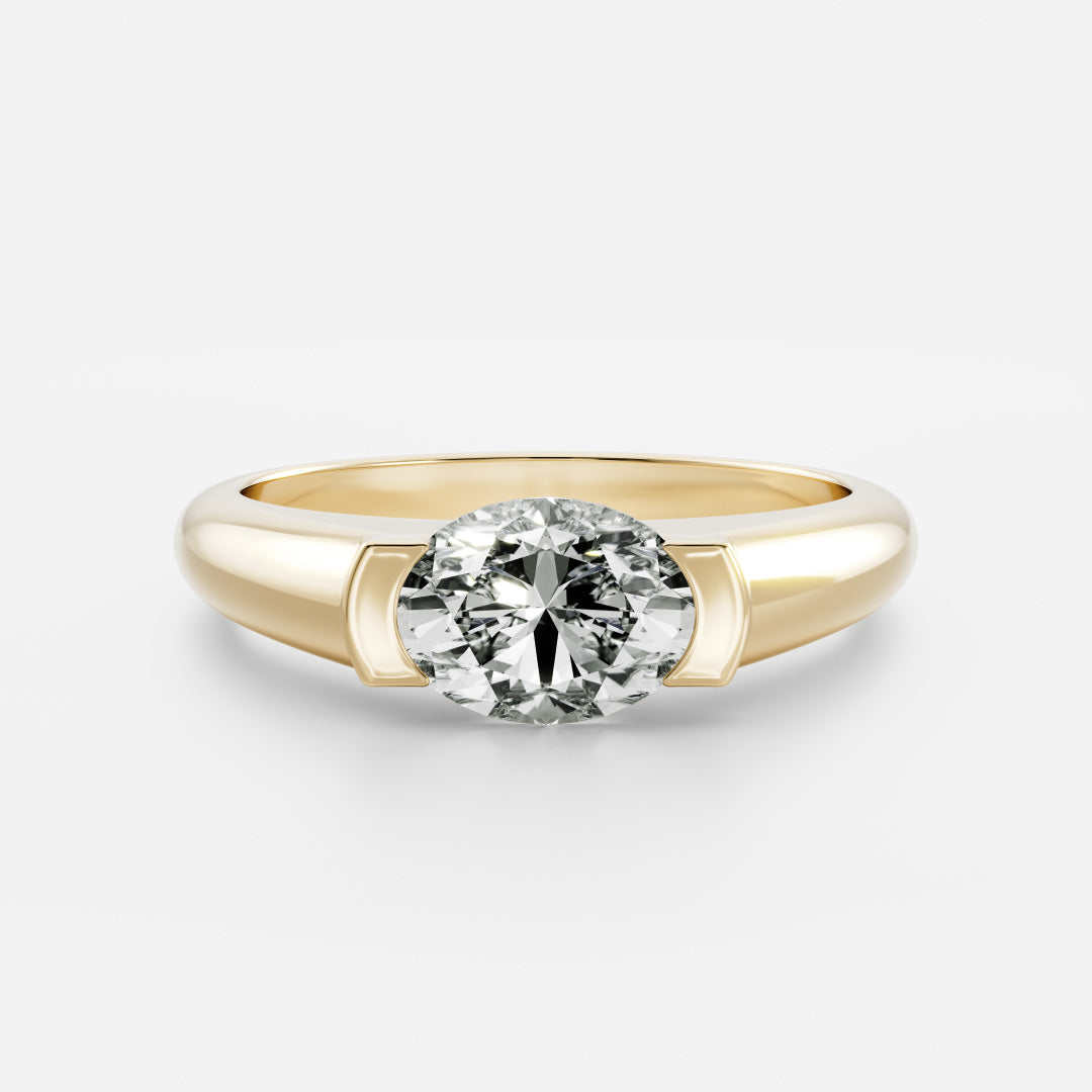 Oval Half Bezel Signet Men's Gold Wedding Band
