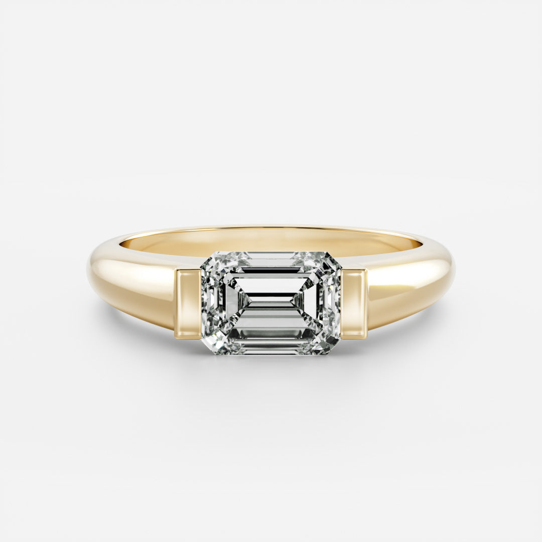 Emerald Half Bezel Signet Men's Gold Wedding Band