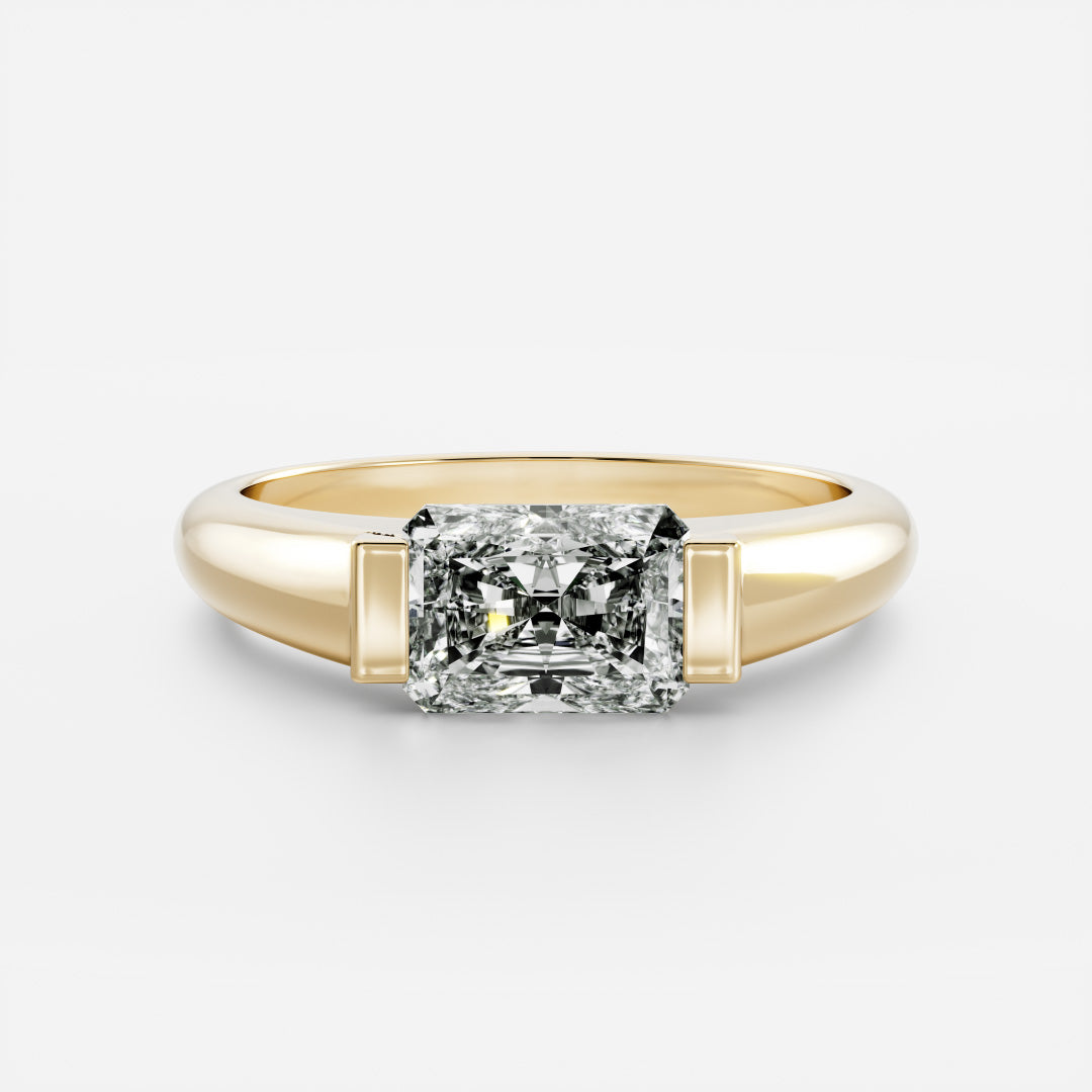 Cushion Half Bezel Signet Men's Gold Wedding Band