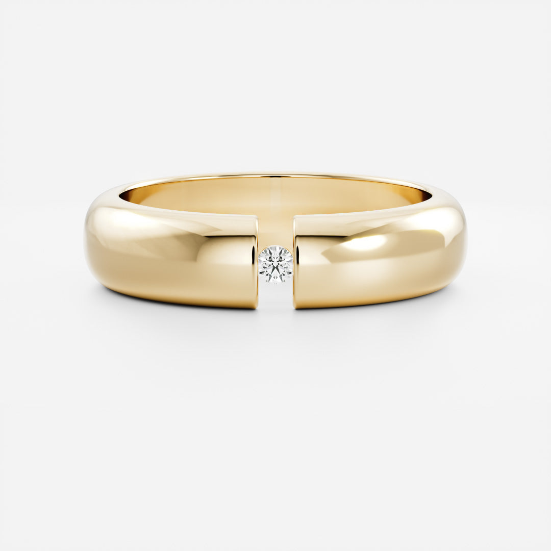 Round Tension Set Men's Gold Wedding Band