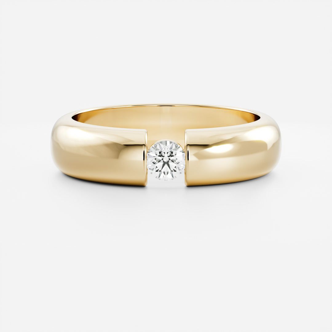 Round Tension Set Men's Gold Wedding Band