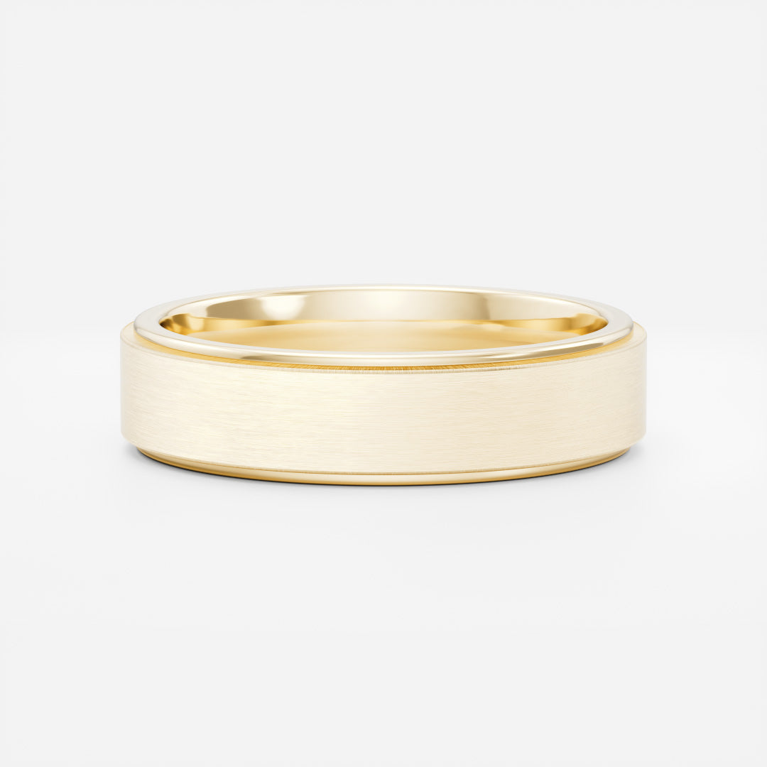 Classic Brushed Finish & Beveled Edge Wedding Band for Men's