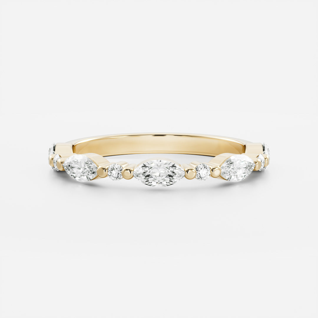 Stunning 0.20 CT Round & Marquise Moissanite Stones Alternative Diamond Wedding Bands