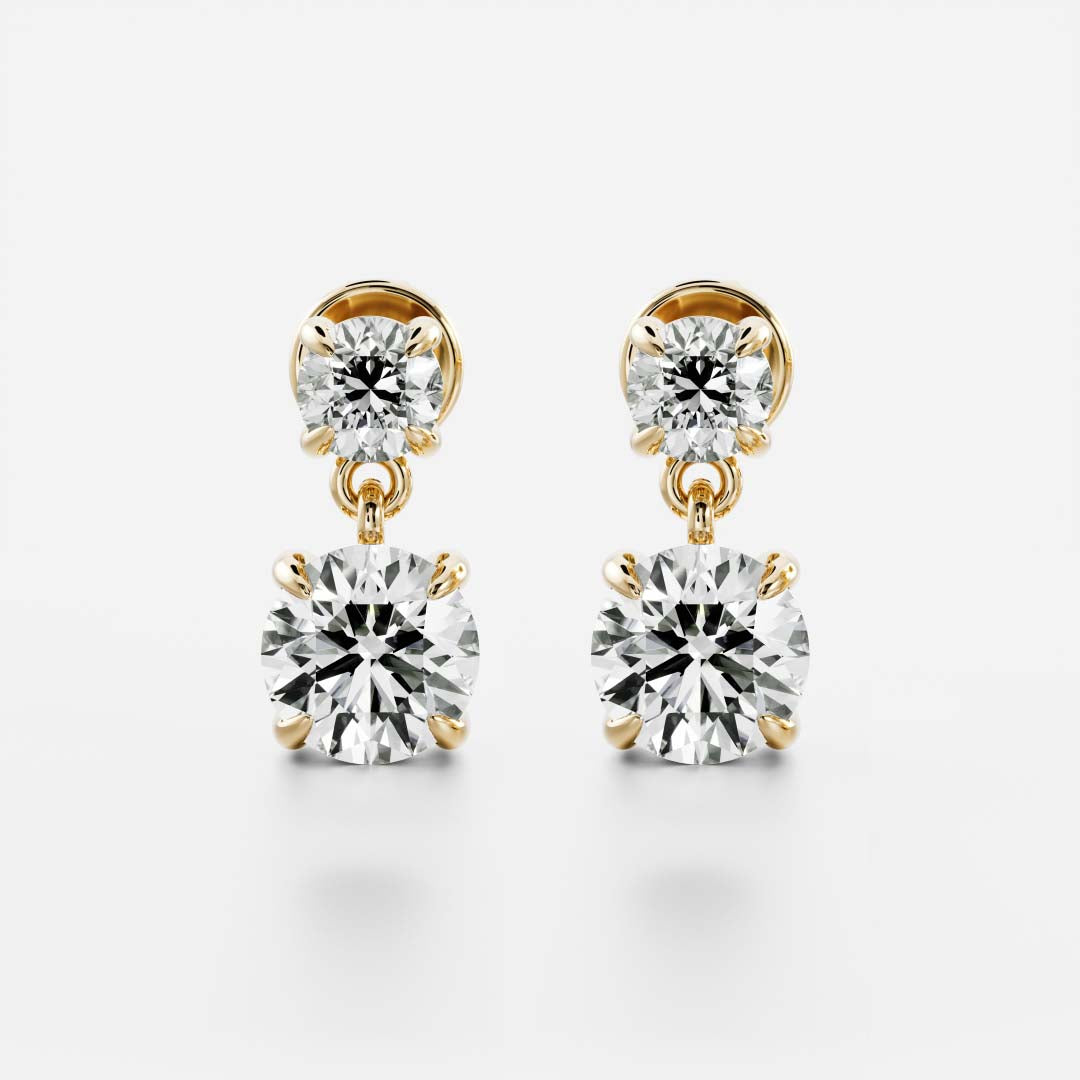 1.2 TCW Round Cut Moissanite Dangles Earrings in Gold
