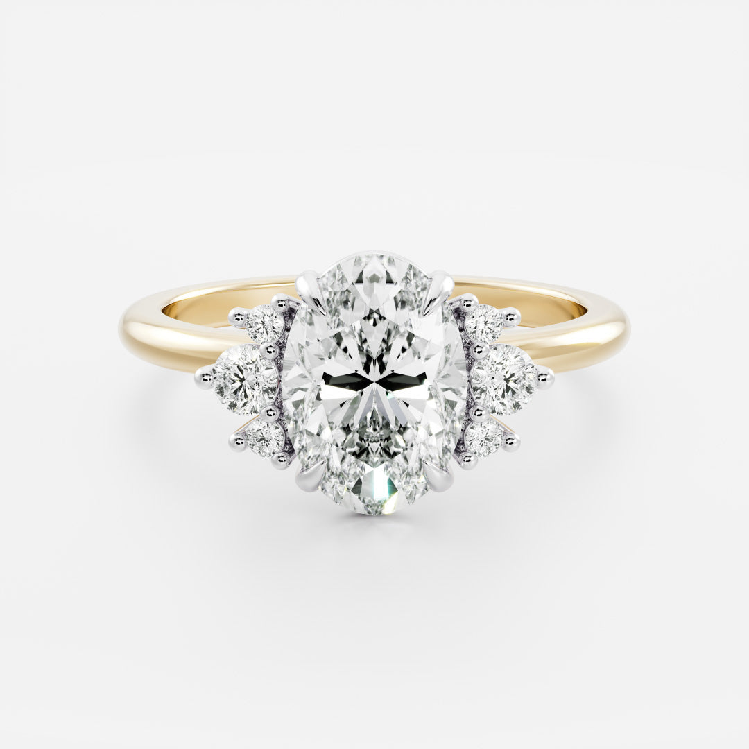 Stunning 1.0-2.0 CT Oval Moissanite Engagement Ring with Cluster Design
