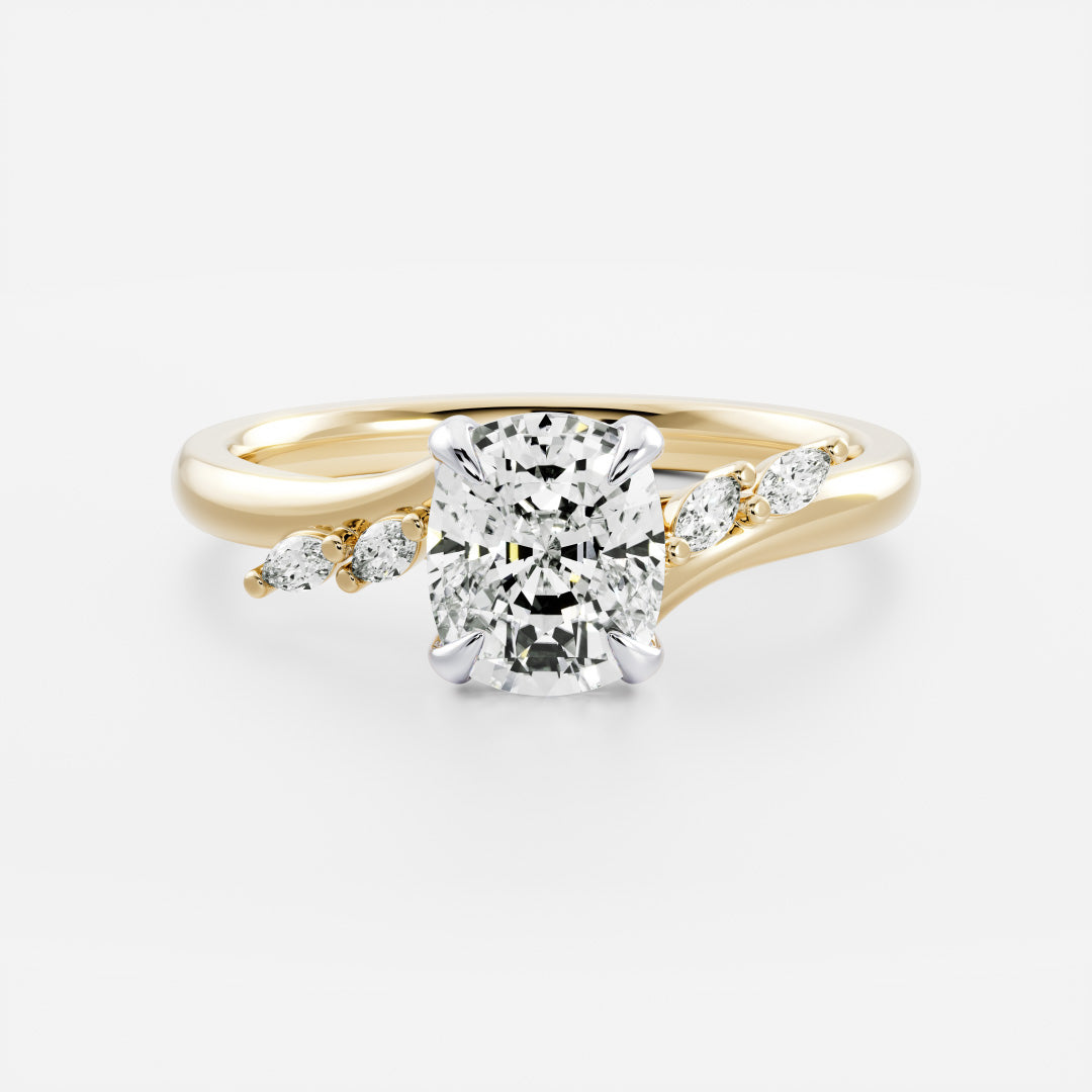 Stunning 1.5-2.5 CT Elongated Cushion Moissanite Engagement Ring with Cluster Design