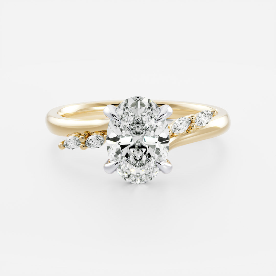 Stunning 1.0-2.0 CT Oval Moissanite Engagement Ring with Cluster Design