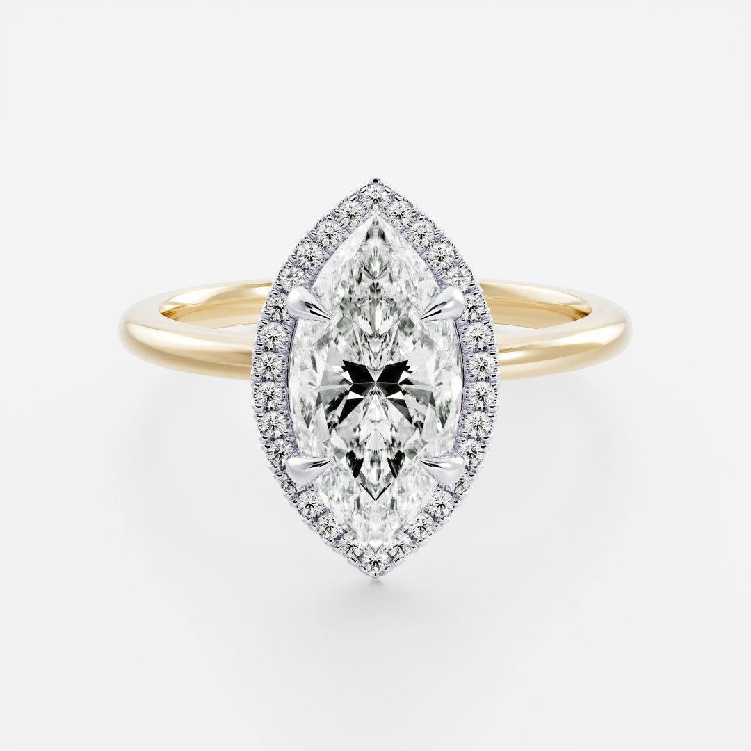 Stunning 1.5-2.5 CT Marquise Moissanite Engagement Ring with Halo Design