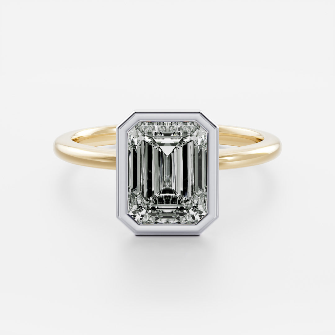 Stunning 1.0-2.0 CT Emerald Moissanite Engagement Ring with Bezel Design