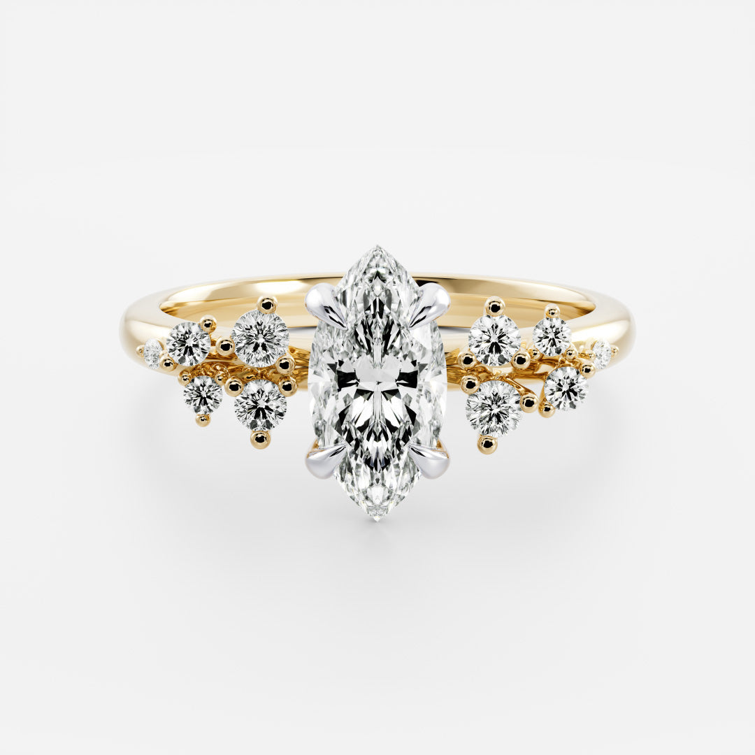 Stunning 1.5-2.5 CT Marquise Moissanite Engagement Ring with Cluster Design