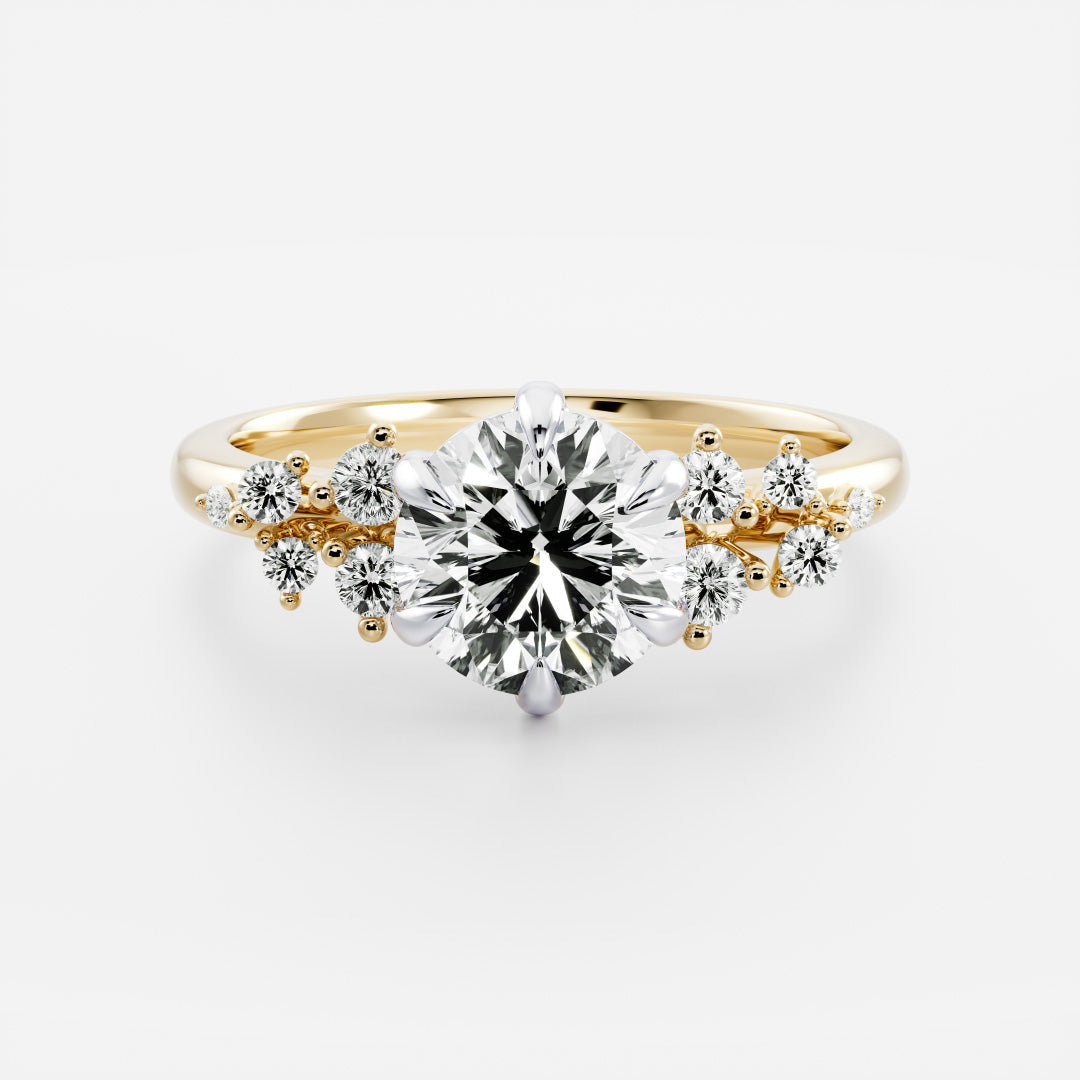 Stunning 1.0-3.0 CT Round Moissanite Engagement Ring with Cluster Pave Design