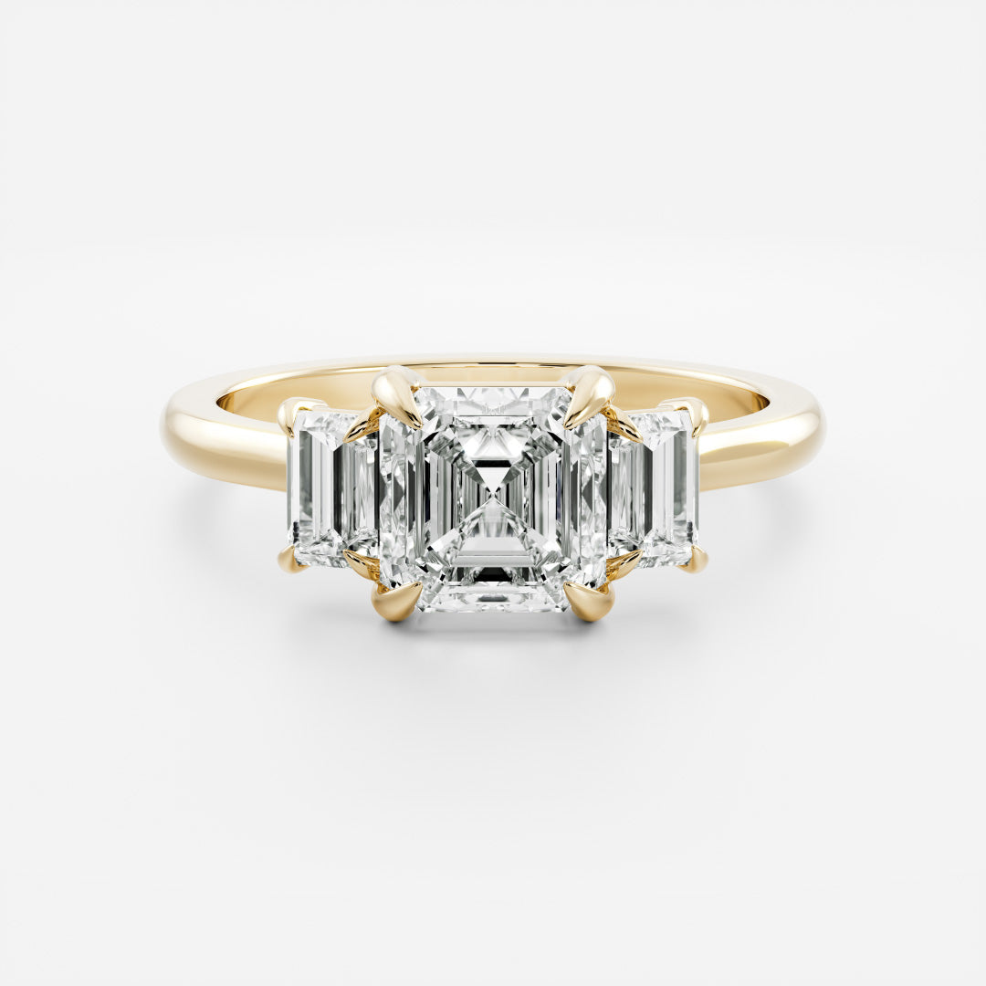 Stunning 1.5-2.5 CT Asscher Moissanite Engagement Ring with Three Stone Design