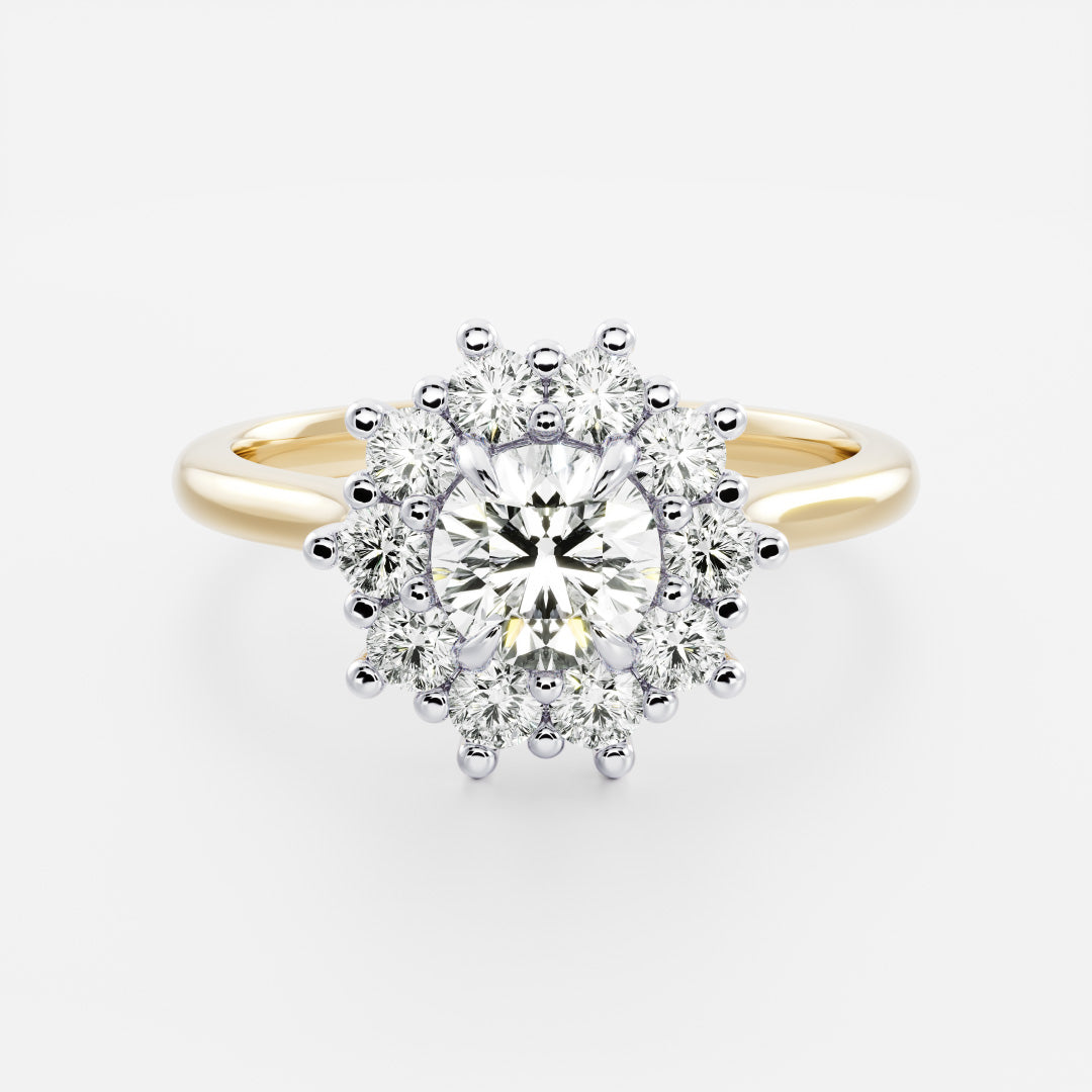 Stunning 0.5-1.5 CT Round Moissanite Engagement Ring With Halo Design