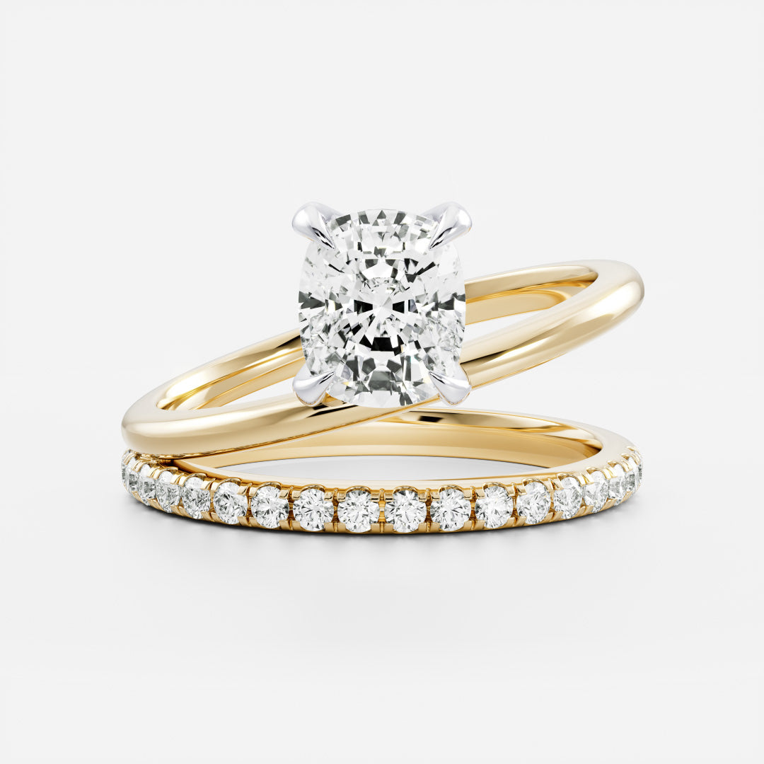 Stunning 1.5-2.5 CT Elongated Cushion Moissanite Engagement Ring with Solitaire & Double Band Design