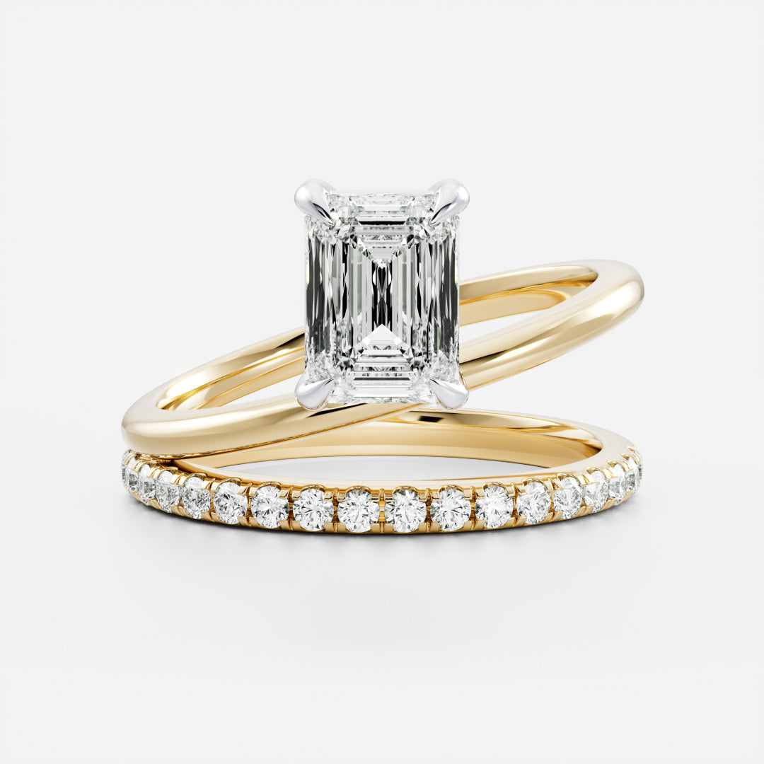 Stunning 1.5-2.5 CT Emerald Moissanite Engagement Ring with Solitaire & Double Band Design