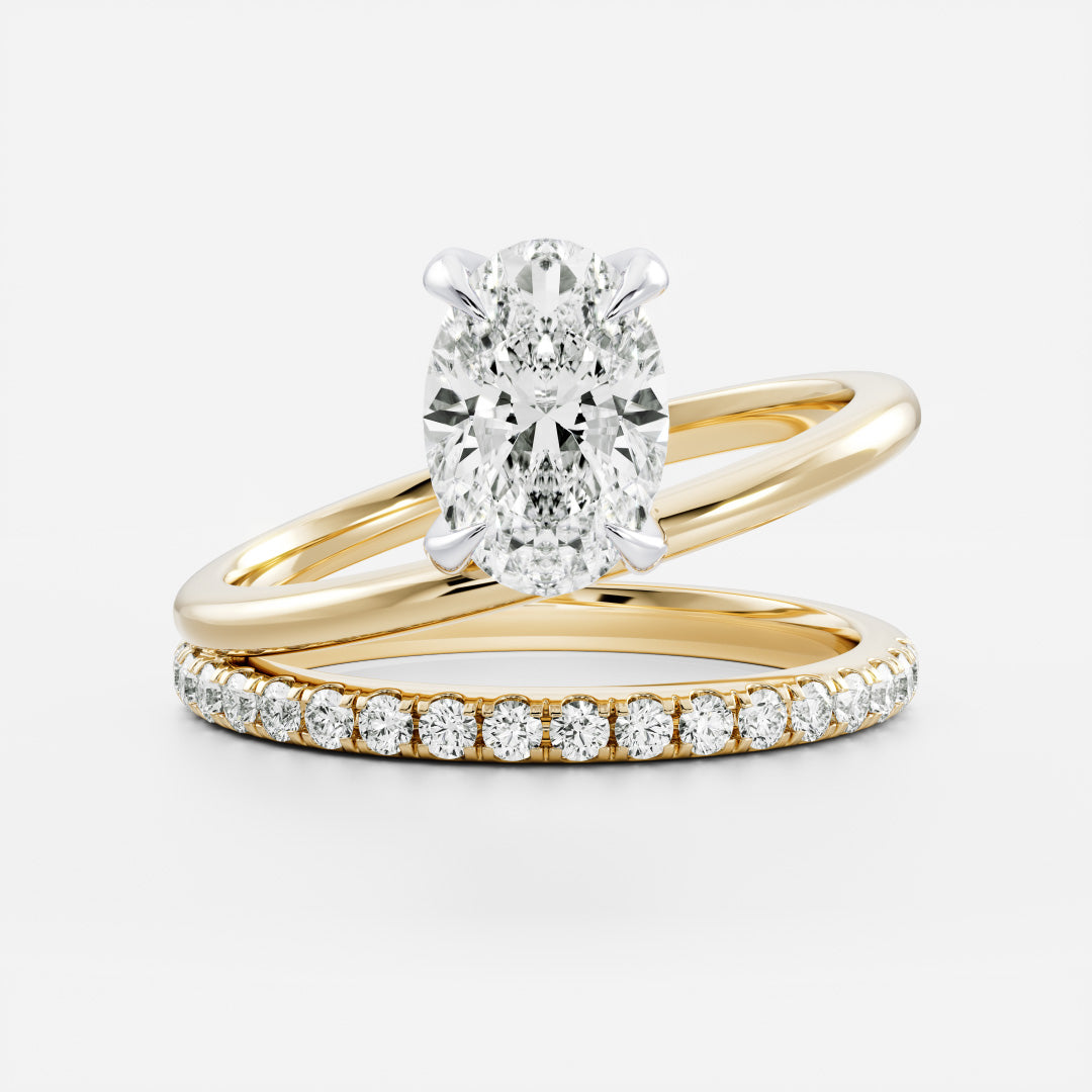 Stunning 1.5-2.5 CT Oval Moissanite Engagement Ring with Solitaire & Double Band Design