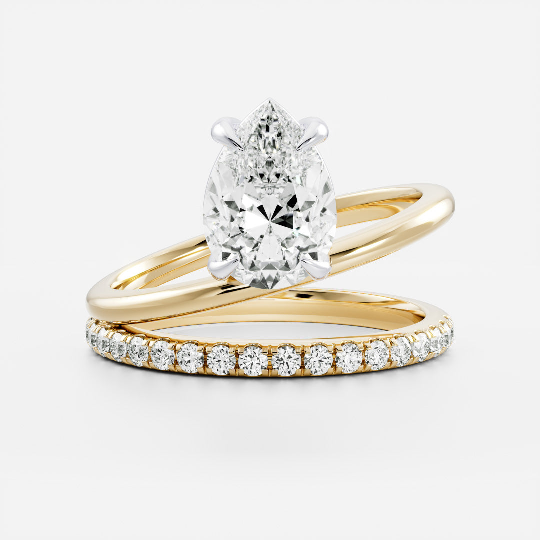 Stunning 1.5-2.5 CT Pear Moissanite Engagement Ring with Solitaire & Double Band Design
