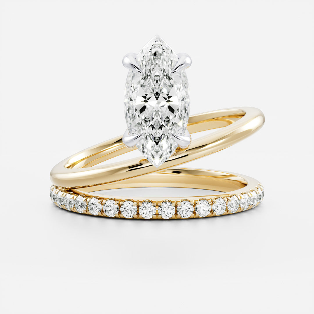 Stunning 1.5-2.5 CT Marquise Moissanite Engagement Ring with Solitaire & Double Band Design