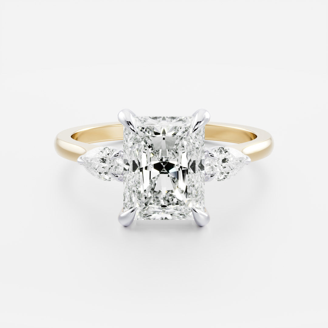 Stunning 1.0-2.0 CT Radiant Moissanite Engagement Ring with Three Stone Design