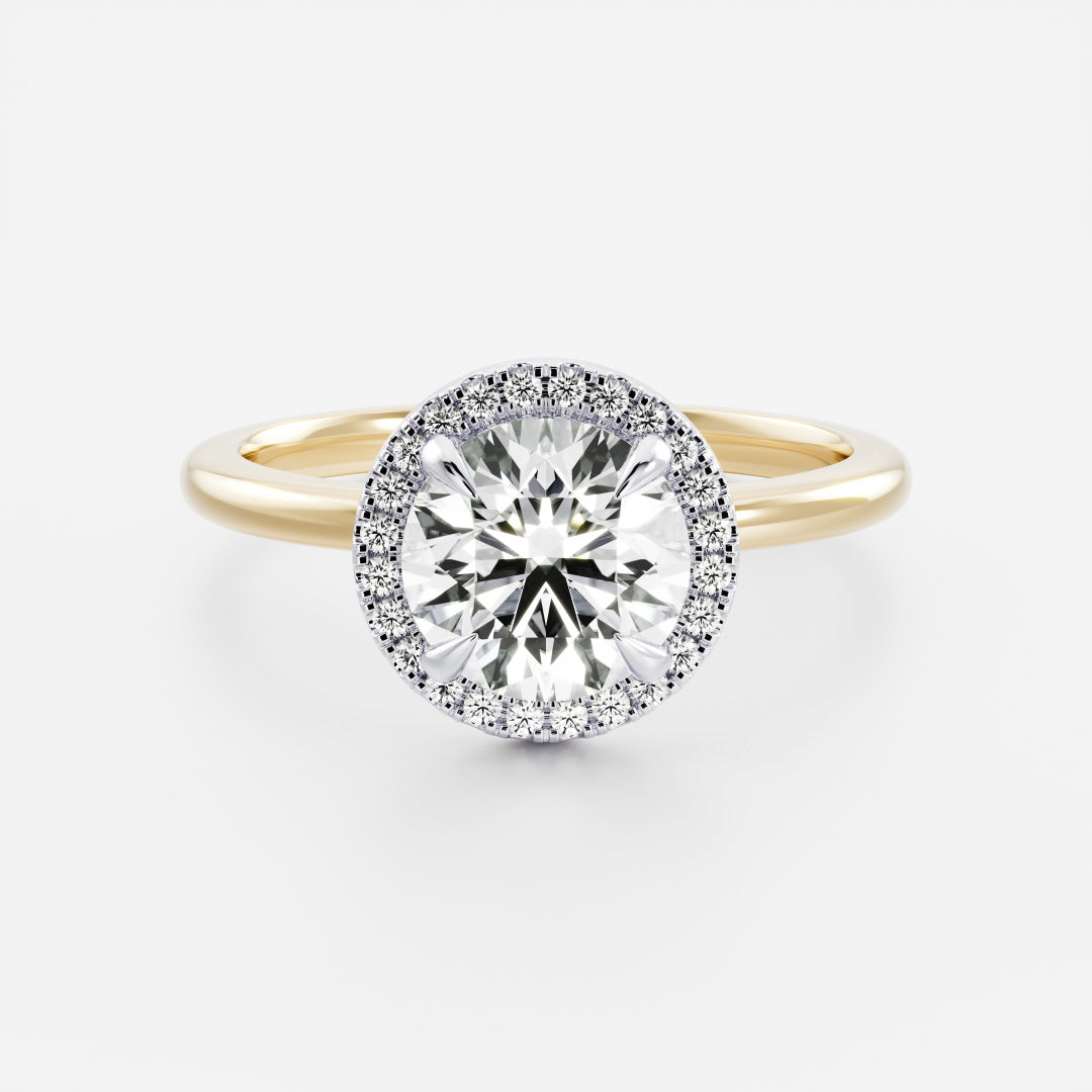 Stunning 1.0-2.0 CT Round Moissanite Engagement Ring with Halo Design