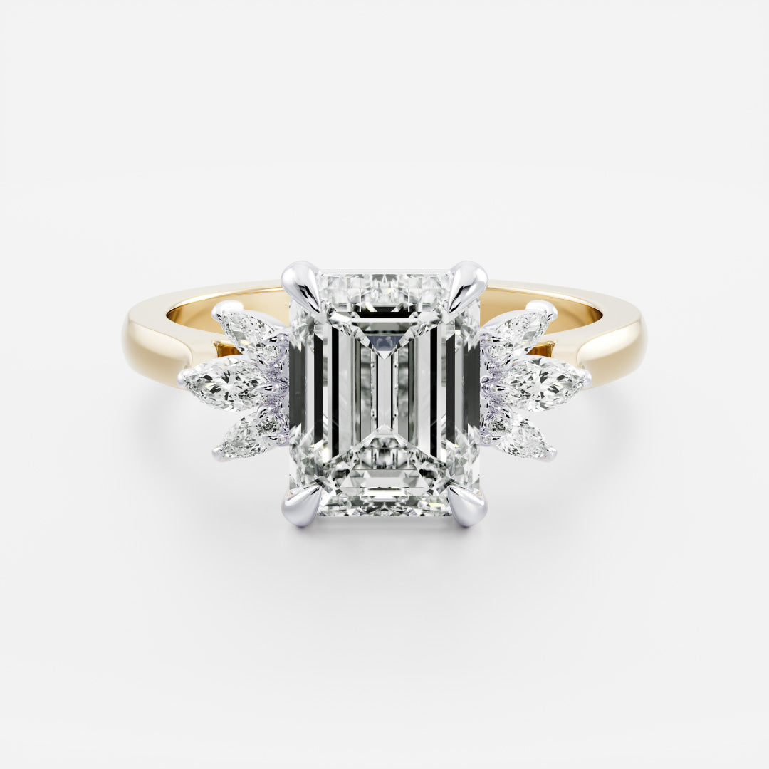 Stunning 1.5-2.5 CT Emerald Moissanite Engagement Ring with Cluster Design