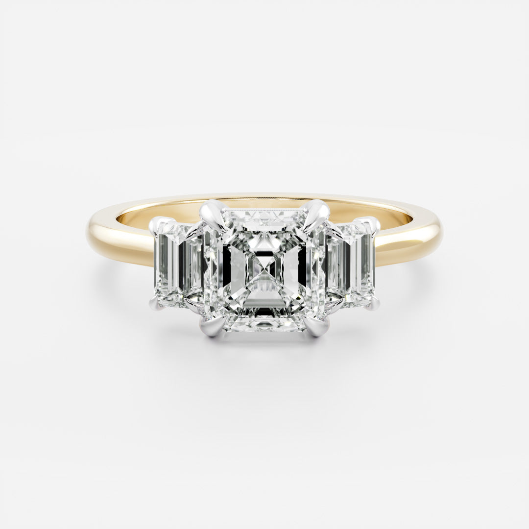 Stunning 1.5-2.5 CT Asscher Moissanite Engagement Ring with Three Stone Design