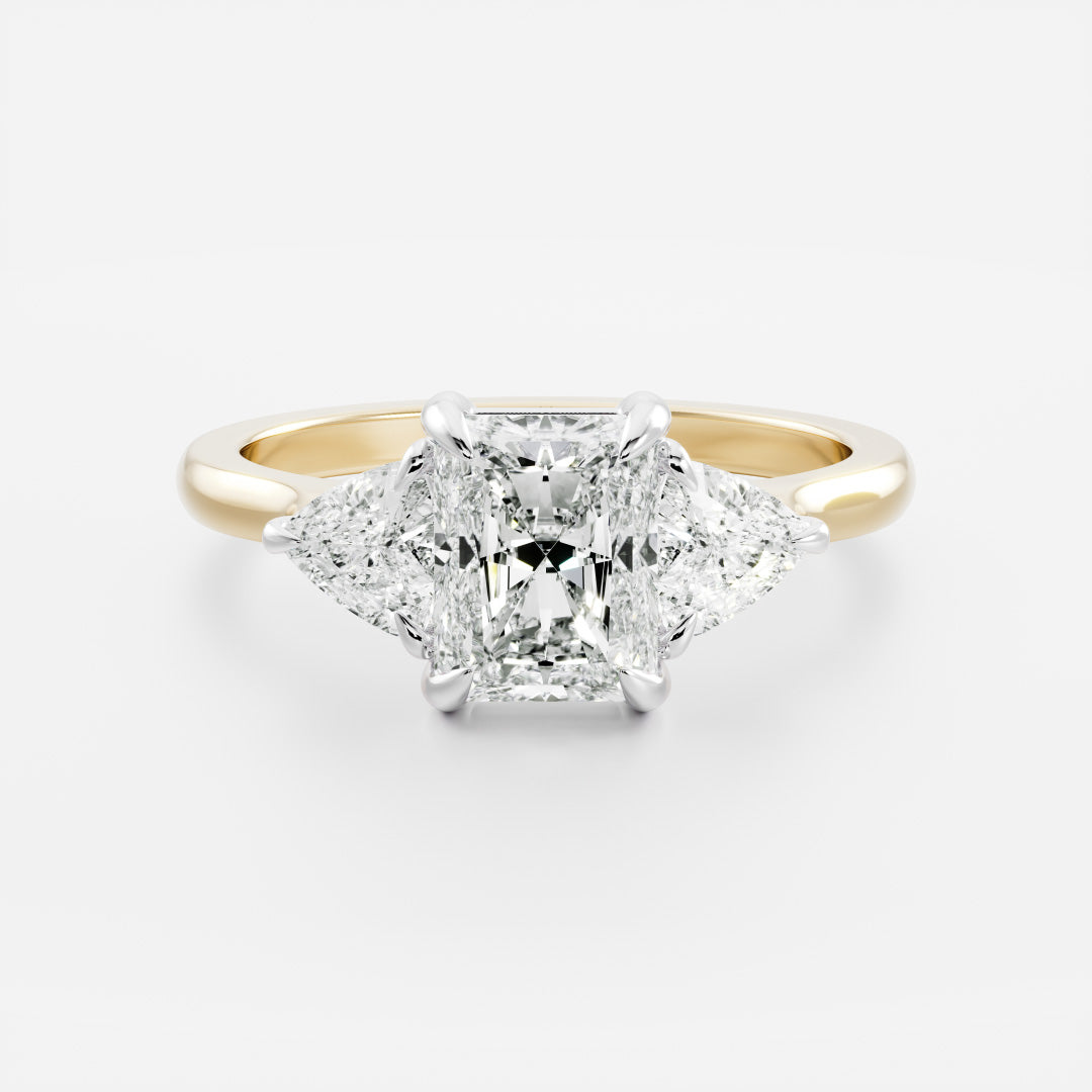 Stunning 1.0-3.0 CT Radiant Moissanite Engagement Ring with Three Stone Design