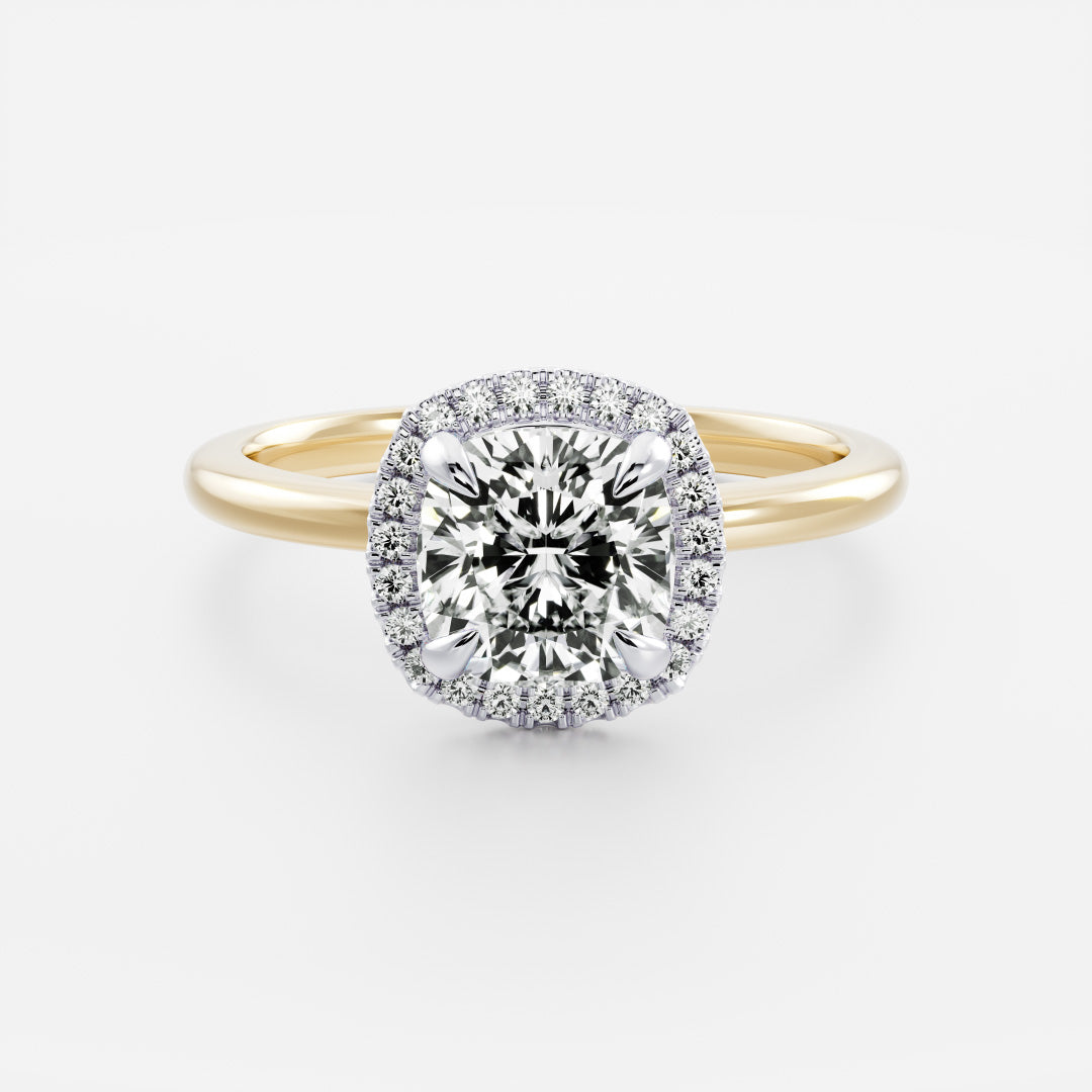 Stunning 1.0-2.0 CT Cushion Moissanite Engagement Ring with Halo Design