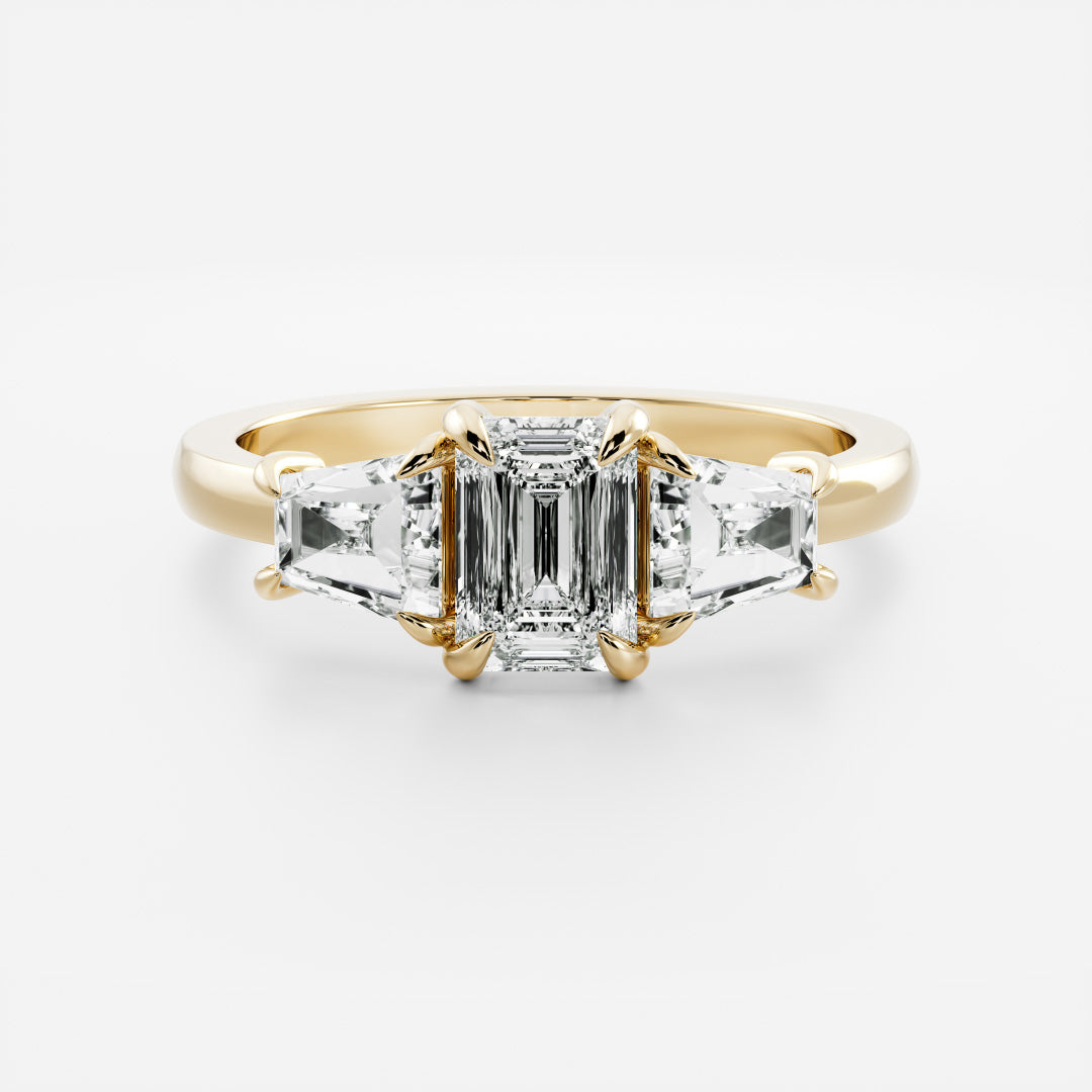 Stunning 1.0-2.0 CT Emerald Moissanite Engagement Ring with Three Stone Design