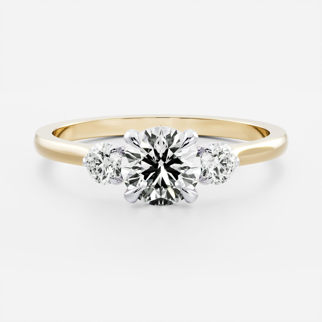 Stunning 0.5-1.5 CT Round Moissanite Engagement Ring with Three Stone Design
