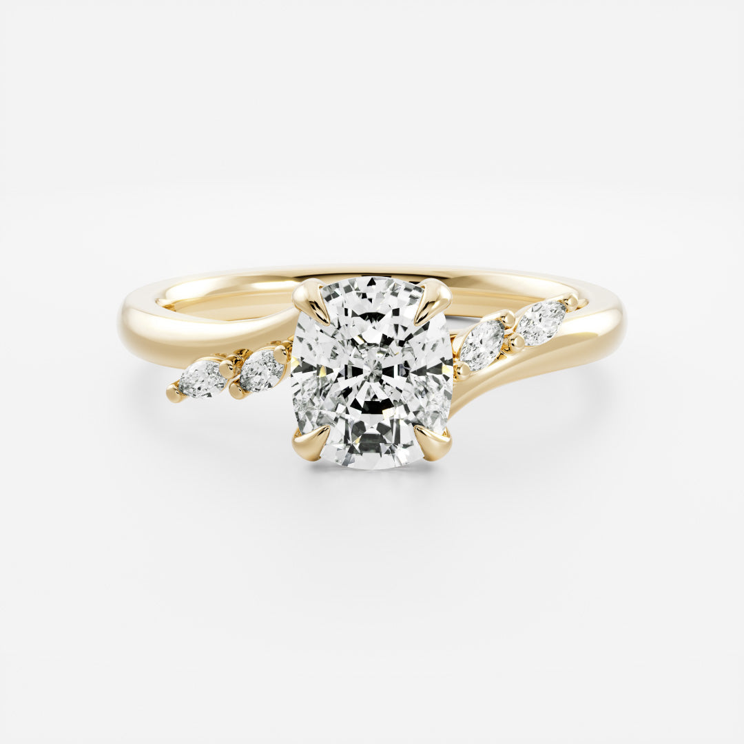 Stunning 1.5-2.5 CT Elongated Cushion Moissanite Engagement Ring with Cluster Design