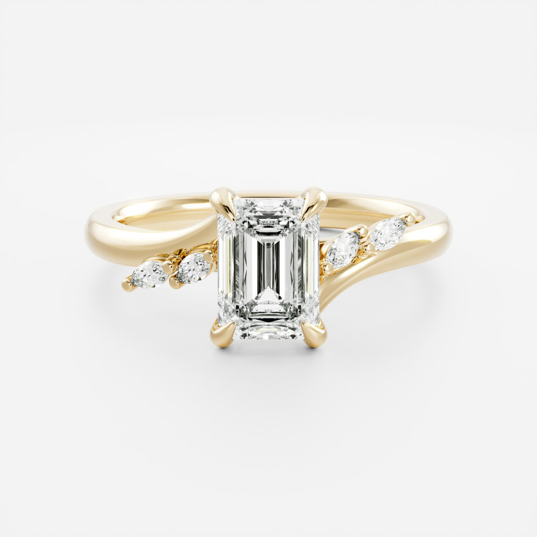 Stunning 1.0-3.0 CT Emerald Moissanite Engagement Ring with Cluster Design