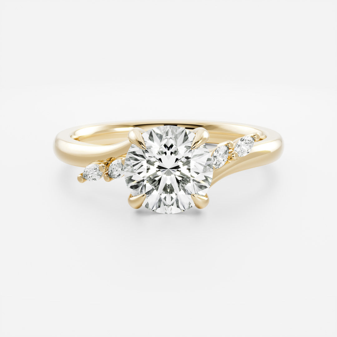 Stunning 1.0-3.0 CT Round Moissanite Engagement Ring with Cluster Design