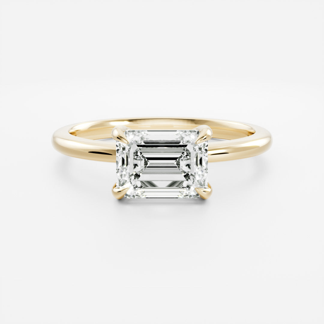Stunning 2.0-3.0 CT East West Emerald Moissanite Engagement Ring with Solitaire Design