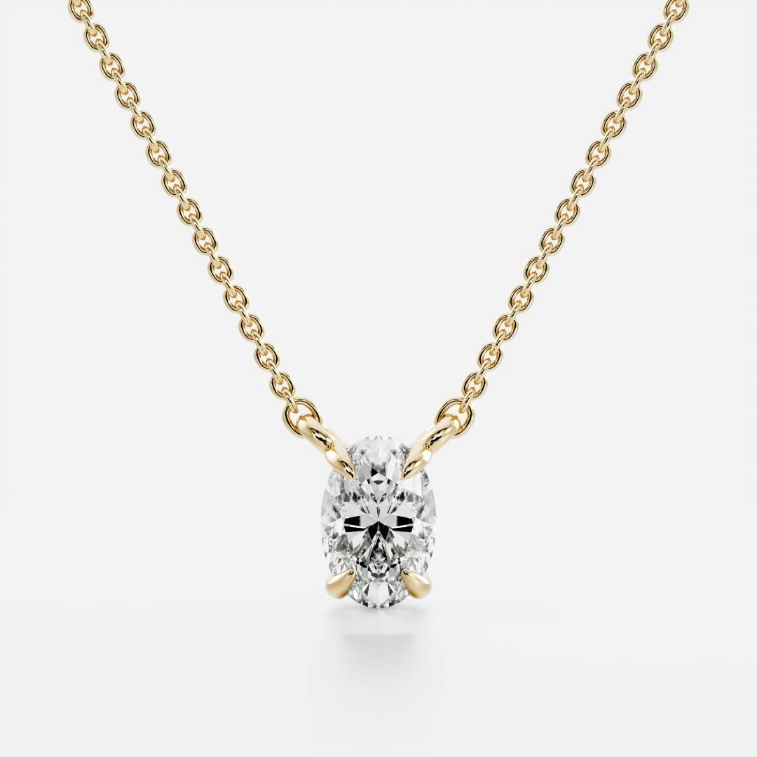 0.50 CT Oval Moissanite Diamond Solitaire Necklace in Solid Gold