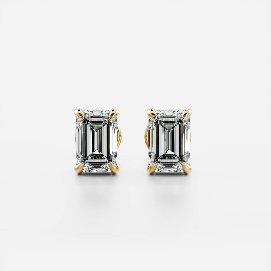 0.50 TCW Emerald Cut Moissanite Stud Earrings in Gold