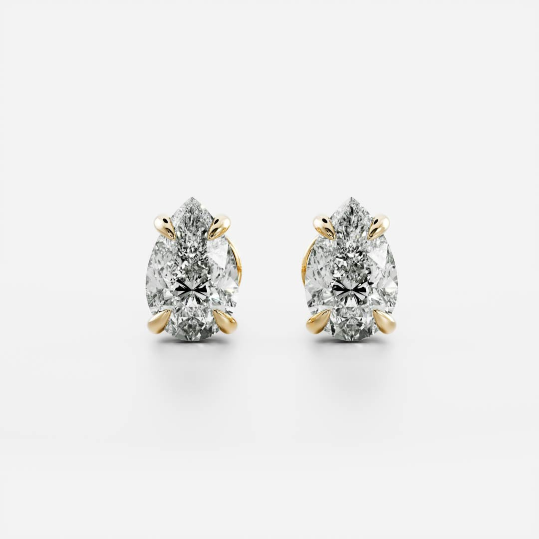 0.50 TCW Pear Cut Moissanite Stud Earrings in Gold