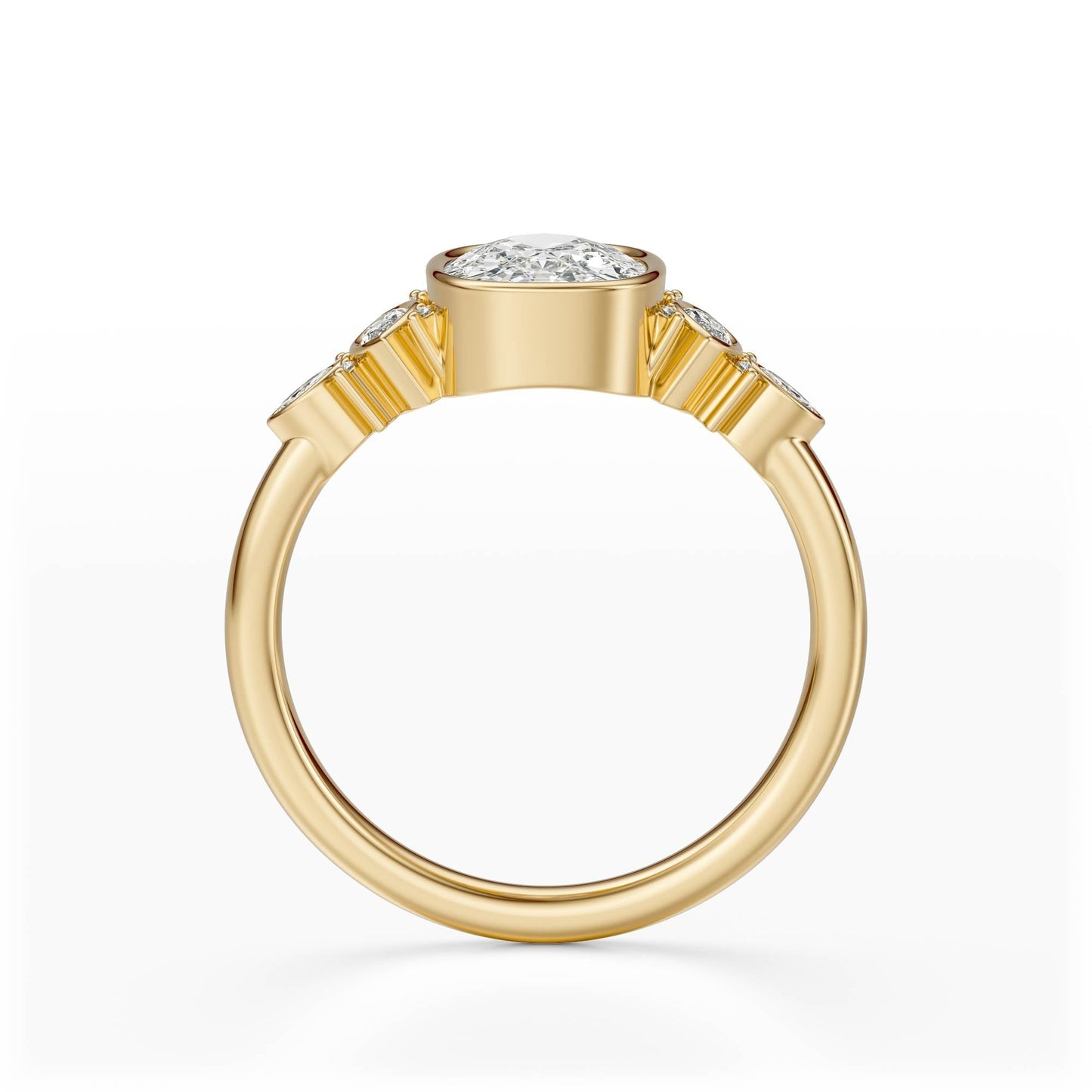 Marquise Shaped Three Stone Lab Grown Diamond Engagement Ring